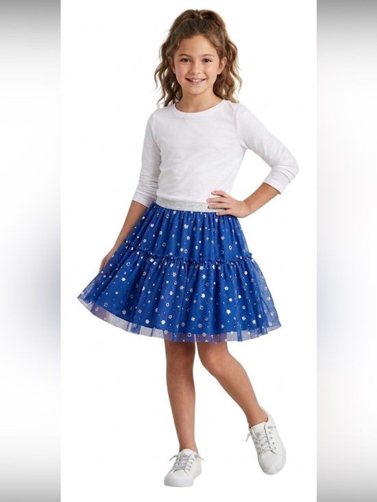 Cat & Jack Other - Cat & Jack Girls Blue Silver Hanukkah Tulle Skirt Size: Medium ( 8 years Old)